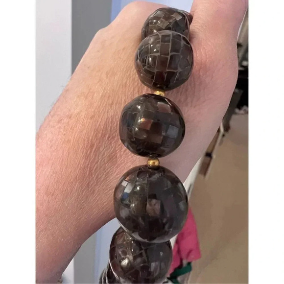 Vintage Plastic Black Beaded Choker Necklace Retro Graduated Beads 18” - Picture 4 of 6